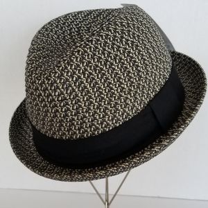 SOLD! Tweed Black/Taupe Straw Fedora